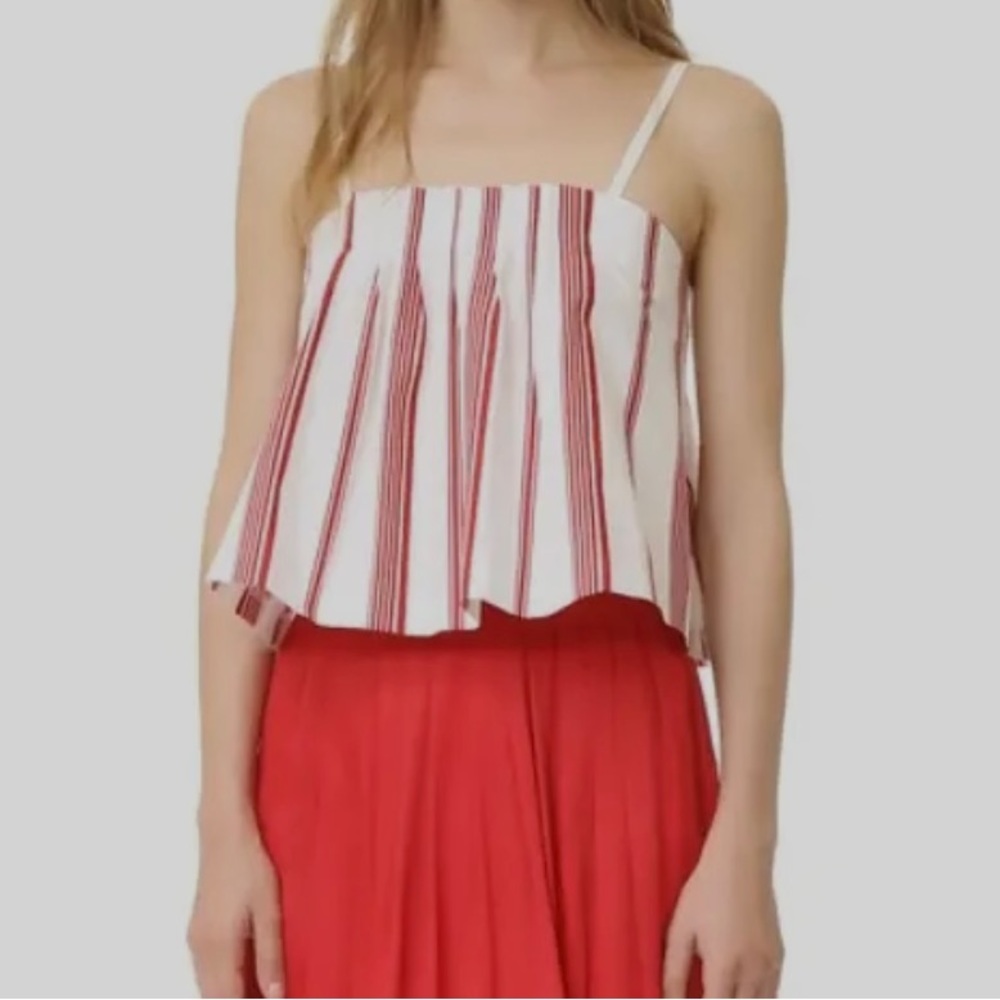 Club Monaco | Striped Pleated Cropped Tank